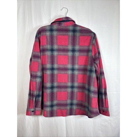 Lee Riders Women Shirt Pink  & Navy Blue Plaid Button Up Size 2X Preowned - Picture 10 of 14